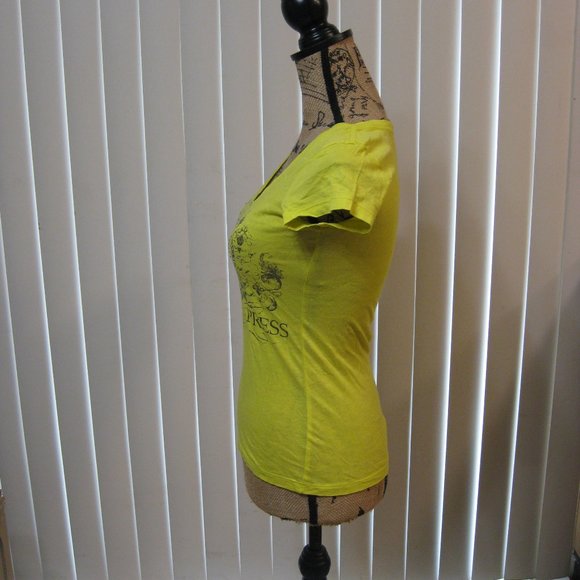 NWOT Express yellow graphic tee t shirt top XS extra small - Picture 3 of 5